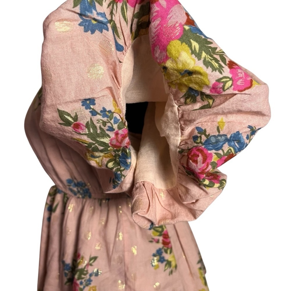 Anthropologie Love The Label Rosette Babydoll Blouse Floral Print Peasant Size M - Picture 7 of 13